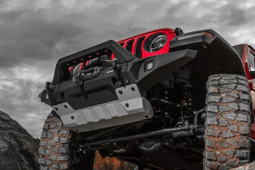 Bara față RIVAL4x4 din aluminiu cu suport pentru troliu și LED-uri pentru Jeep Wrangler JL, JK; Jeep Gladiator JT