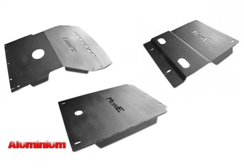 Set de plăci de protecție din aluminiu MorE4x4 pentru Toyota Land Cruiser J95 1996-2002 cu bara de fabrică (3 buc/kit)