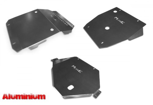 Set de plăci de protecție din aluminiu MorE4x4 pentru Mitsubishi L200, Fiat Fullback (2015-) cu bara de fabrică (3 buc/kit)