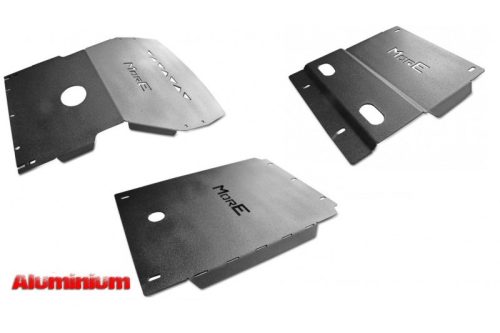 Kit placă de protecție din aluminiu MORE4x4 pentru Toyota Land Cruiser J95, 1996-2002, (benzină, lung) cu bara MORE4x4-Z012 (3 buc/set)