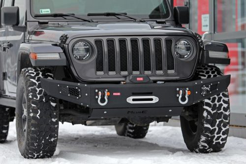 Bumper frontal din oțel MorE4x4 cu placă de montare pentru trepied Jeep Wrangler JL (2018+), toate versiunile de motoare