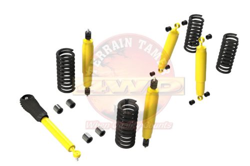 Terrain Tamer felfüggesztés készlet emelés +40mm erősített +100kg terhelésig elöl +200kg terhelésig hátul Jeep Wrangler TJ 1996-2006 szintszabályzás nélküli modellek