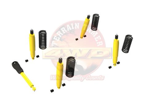 Terrain Tamer felfüggesztés készlet emelés +40mm erősített +100kg terhelésig elöl +200kg terhelésig hátul Jeep Wrangler JK hosszú benzineshez 2007-> szintszabályzás nélküli modellek